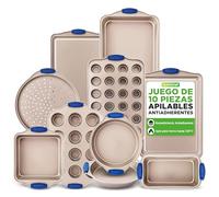 Nutrichef juego de 10 moldes, Utensilios horno, Baking set, Reposteria, Antiadherentes, Mangos de silicona