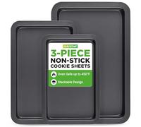 NutriChef Juego de 3 bandejas de horno antiadherentes, Para galletas Libres de PFOA, PFOS y PFTE, Tamaños pequeña, Mediana y grande