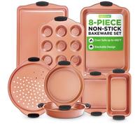Nutrichef Molde de aluminio con revestimiento antiadherente para hornear de forma uniforme, sin PFOA, fácil de limpiar, elegante diseño acanalado
