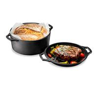 NutriChef Multi Cooker de Hierro Fundido, Horno Holandés Doble Antiadherente, Olla para Asar, Cazuela