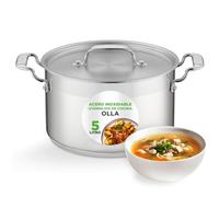 Nutrichef Olla acero inoxidable 18/8, Con tapa, Capacidad de 4.7L, Grande y resistente, Para sopas y guisos, Apta para induccion