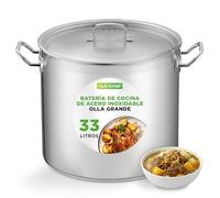 Nutrichef Olla acero inoxidable 18/8, Con tapa, Grande y resistente, Para sopas y guisos, Apta para induccion