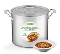 Nutrichef Olla acero inoxidable 18/8, Con tapa, Grande y resistente, Para sopas y guisos, Apta para induccion