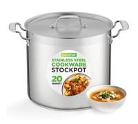 NutriChef Olla de acero inoxidable de 19 L para inducción, olla con tapa, calidad profesional para gastronomía y preparación de comida, resistente al calor hasta 260 °C, apta para lavavajillas, ideal