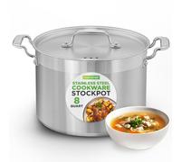 NutriChef Olla de acero inoxidable para inducción de 7,6 l - Olla compacta con tapa para hogares individuales y familias pequeñas, apta para lavavajillas y ahorra espacio, ideal para pastas, sopas y