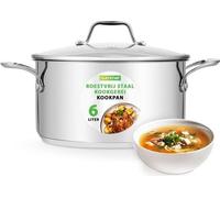 NutriChef: Olla de acero inoxidable para inducción, ideal para sopas, guisos y estofados. Olla con tapa transparente, apta para lavavajillas, de 6 litros