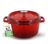 Nutrichef Olla de hierro fundido, Redonda, Esmaltada, 5 cuartos, Recubierta de porcelana, Con tapa