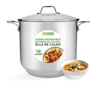 Nutrichef Olla induccion grande, 15 cuartos, Acero inoxidable 18/8, Induccion, Tapa, Caldo, Estofado