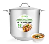 Nutrichef Olla induccion grande, 19 cuartos, Acero inoxidable 18/8, Induccion, Tapa, Caldo, Estofado