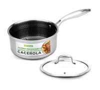 Nutrichef Olla pequeña induccion, Para salsas, Con triple capa, Tapa de vidrio, Antiadherente, 1.9L, Resistente