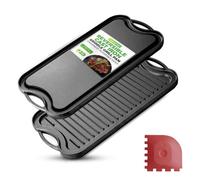 NutriChef Placa de Hierro Fundido Reversible para Estufa y Parrilla, Incluye Guante de Silicona