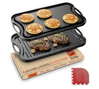 NutriChef Placa de Hierro Fundido Reversible para Estufa y Parrilla, Incluye Guante de Silicona