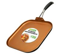 Nutrichef plancha antiadherente de cobre con interior de 3 capas, Aluminio prensado, Exterior resistente al calor y mango de silicona, Cuadrada NCSQPA para inducción, Gas y eléctrica