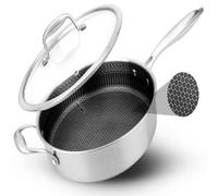 Nutrichef sarten acero inoxidable, 30cms, Con tapa, Triple capa, Antirayaduras, Patron panal, Apta para horno y lavavajillas