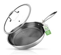 Nutrichef sarten de acero inoxidable, 25cms, Para saltear, Antiadherente, Patron panal resistente a rayones