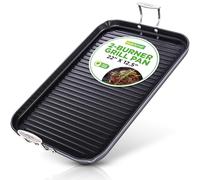 NutriChef sarten Parrilla, Grill 50cm x 32cm, Anodizada, Asador, Plancha Cocina, Antiadherente, Asas reforzadas, Apto para lavavajillas
