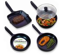 Nutrichef Sartenes Antiadherentes, Para Pescado y Freir, Wok, Set de 5, Recubrimiento Ceramico, Compatibles Cocinas Varias, de Facil Limpieza