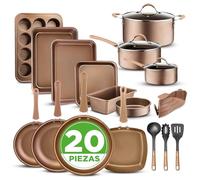 NutriChef Set bateria Cocina 20 Piezas, Profesional, Induccion, Utensilios, Baking Set, Juego ollas, Sartenes, Antiadherentes, Seguros para Cocina a Gas, Electrica, Facil Limpieza