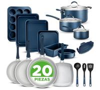 Nutrichef set bateria cocina 20 piezas, Profesional, Induccion, Utensilios, Baking set, Juego ollas, Sartenes, Antiadherentes, Seguros para cocina a gas, Electrica, Facil limpieza