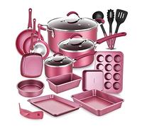 Nutrichef Set Bateria Cocina 20 Piezas, Profesional, Induccion, Utensilios, Juego de Ollas, Sartenes, Antiadherentes, Seguros para Estufas a Gas, Electricas, Facil Limpieza