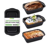 NutriChef Set de 4 moldes rectangulares - Moldes antiadherentes de acero al carbono para pan, calor uniforme, horno hasta 230 °C, libres de PFOA, PFOS y PTFE