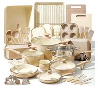 Nutrichef set de 54 piezas, Juego completo de ollas y sartenes, Antiadherentes, Compatible con cocinas de gas, Electricas e induccion