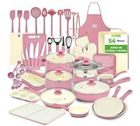 Nutrichef set de 54 piezas, Juego completo de ollas y sartenes, Antiadherentes, Compatible con cocinas de gas, Electricas e induccion
