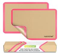 NutriChef Tapetes de Silicona para Hornear, Juego de 2, Grande 62 x 42 cm | Antiadherente, Apta para Congelador y Lavajillas, Resistente al Horno Hasta 240°C
