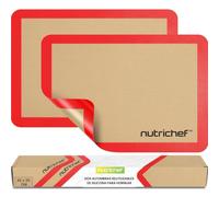 NutriChef Tapetes de Silicona para Hornear, Juego de 2, Mediano 42 x 29 cm | Antiadherente, Apta para Congelador y Lavajillas, Resistente al Horno Hasta 240°C