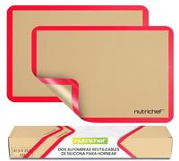 Nutrichef Tapetes de Silicona para Hornear, Antiadherentes, Resistentes al Horno Hasta 240°C, Aptas para Congelador y Lavavajillas, Set de 2