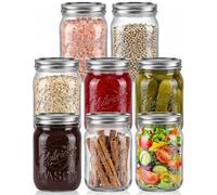 Nutrichef tarros de cristal con tapas, Frascos de vidrio herméticos, Mason jars, Para conservas, Almacenaje, Meal prep, Especias, Mermelada, 8 piezas