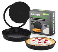NutriChef Tarteform Set: Juego de 2 moldes redondos para tartas, diámetro 23 cm, con base extraíble de acero al carbono