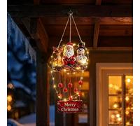 Nuvatrix Carillón de viento de Papá Noel, adorno colgante festivo, muñeco de nieve de Papá Noel, carillón de viento para patio, jardín, porche, decoración del hogar, decoración navideña del hogar