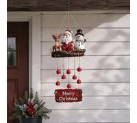 Nuvatrix Carillón de viento de Papá Noel, adorno colgante festivo, muñeco de nieve de Papá Noel, carillón de viento para patio, jardín, porche, decoración del hogar, decoración navideña del hogar