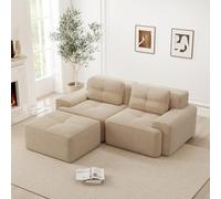 NuvlaGu Boneless Sofá modular moderno en forma de L para salón con asiento profundo, cómodo sofá Cloud de corduroy con taburete, sofá cama de dos plazas acolchado