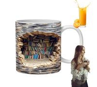 Nuyhgtr Book Cups, diseño plano 2D 350ml taza biblioteca - cerámica Novelty para lectores club lectura cumpleaños Navidad cocina amantes de los libros