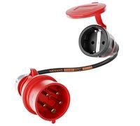 NW Powersolutions NWP Adaptador 16 A 400 V Conector de Alta Corriente a 230 V Schuko Acoplamiento - IP44 - 3 x 2,5 mm² Manguera de Goma