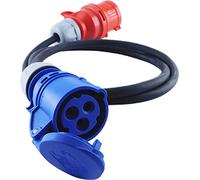NWP - Adaptador CEE (230 V, 16 A, Conector CEE, 400 V, 16 A, Cable de conexión de 1,5 m, 3 x 2,5 mm², Cable de Manguera de Goma, IP44, para Camping, caravanas, Barcos, mercados