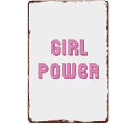 NWPNLXEA Feminist Girl Power Vintage Distressed Border Aluminum Metal Wall-Art Sign for Bedroom Living Room Garage Cafe Pub 8 X 12 in