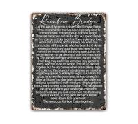 NWPNLXEA Rainbow Bridge Poem Metal Tin Sign In Memory Of Beloved Pet Dog Cat Memorial Wall Decor for Home Office 8 X 12 in