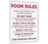 NWPNLXEA Sarcastic Room Rules Metal Tin Sign Door Decor for Teen Boy or Girl Bedroom Wall-Art 8 X 12 in