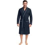 NY Threads Albornoz de algodón ligero de lujo para hombre, Azul marino/flor y brillo, Large