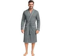 NY Threads Albornoz de algodón ligero de lujo para hombre, gris, XX-Large