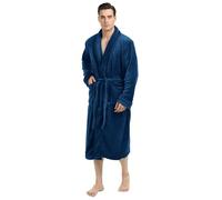 NY Threads Albornoz de lana para hombre de lujo con cuello de chal, Azul marino/flor y brillo, XXL/3XL