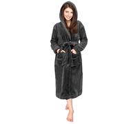 NY Threads Bata con capucha para mujer, suave y acogedora, ropa de dormir Loungewear, Medio, Gris Oscuro