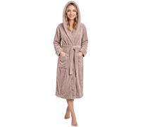 NY Threads Bata con capucha para mujer, suave y acogedora, ropa de dormir Loungewear, Medio, Gris Pardo