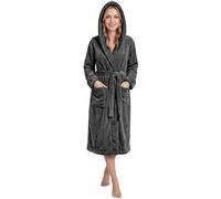 NY Threads Bata con capucha para mujer, suave y acogedora, ropa de dormir Loungewear, Pequeña, Gris Oscuro