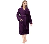 NY Threads Bata con cuello chal para mujer, ropa de dormir suave y acogedora, Mediano, Ciruela