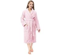NY Threads Bata con cuello chal para mujer, ropa de dormir suave y acogedora, Mediano, Rosa Claro