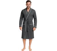 NY Threads Bata de punto para hombre, ligera, mezcla de algodón, Gris jaspeado oscuro, Large